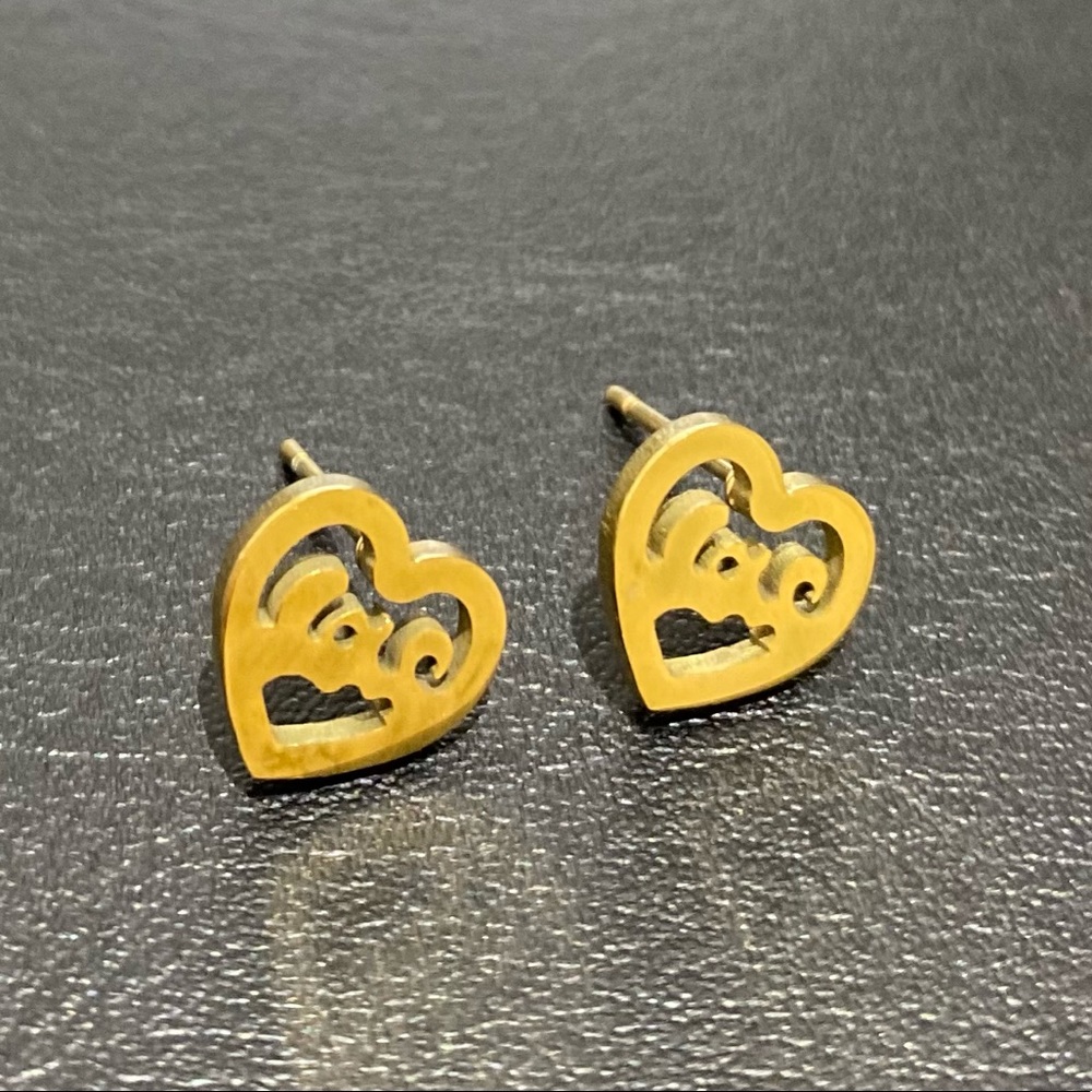 Lovely Gold-plated Stainless Steel Hollow Heart Earrings Accessories Jewelry